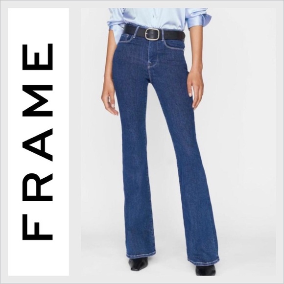 NEW FRAME le one flare denim jeans stretchin ackerman